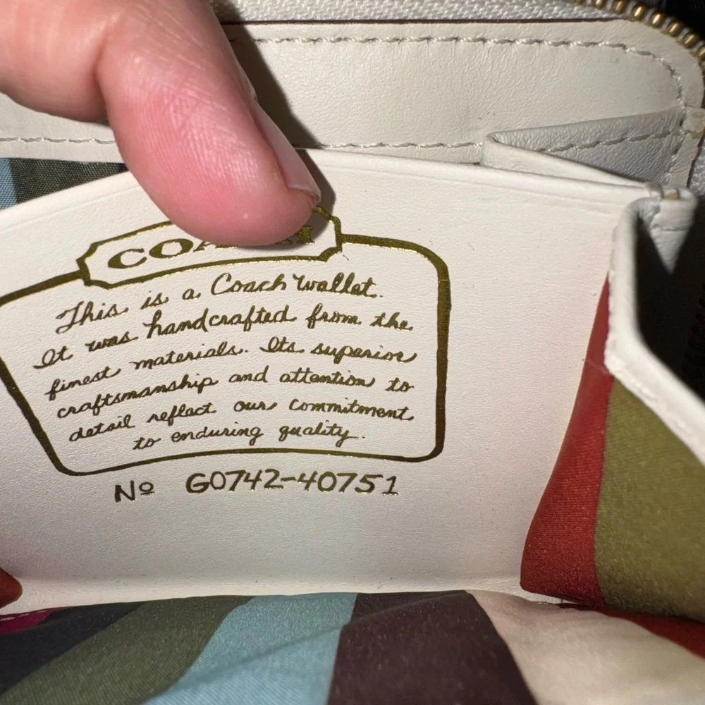 Coach Brown and White Signature wallet with Legacy stripes inside FREE SHIP - Picture 3 of 5